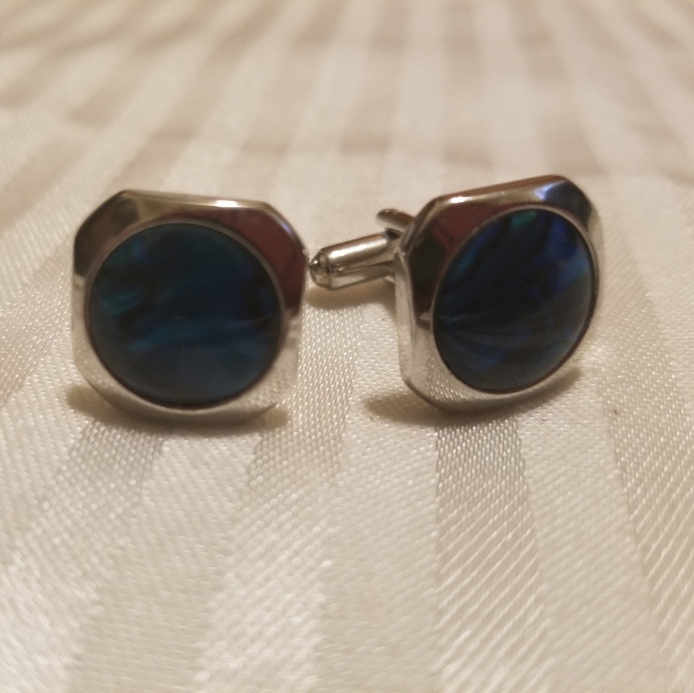 Silver Marble Cuff Links